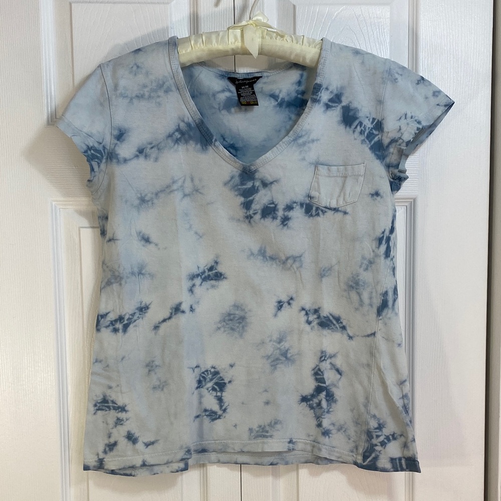 4 for $25 - Jules & James 100% Cotton Tie-Dye T-Shirt, V-Neck in Blue, M